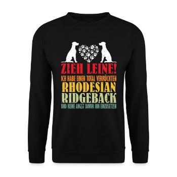 Rhodesian Ridgeback ZIEH LEINE RHODESIAN RIDGEBACK - Unisex Pullover - Schwarz - Vorne - Alina (178cm) & Michal (187cm)