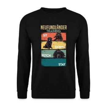 NEUFUNDLÄNDER TRAINING Lustiges Neufundländer - Unisex Pullover - Schwarz - Vorne - Alina (178cm) & Michal (187cm)