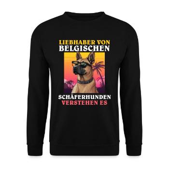 Malinois LIEBHABER VON BELGISCHEN SCHÄFERHUNDEN - Unisex Pullover - Schwarz - Vorne - Alina (178cm) & Michal (187cm)