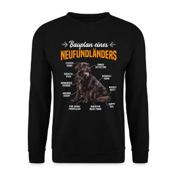 Neufundländer BAUPLAN EINES NEUFUNDLÄNDERS Lustig - Unisex Pullover - Schwarz - Vorne - Alina (178cm) & Michal (187cm)