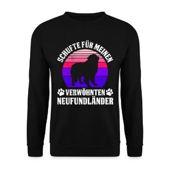 Newfie SCHUFTE FÜR MEINEN VERWÖHNTEN NEUFUNDLÄNDER - Unisex Pullover - Schwarz - Vorne - Alina (178cm) & Michal (187cm)