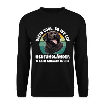 Newfie BLEIB COOL NEUFUNDLÄNDER KEIN GRIZZLY - Unisex Pullover - Schwarz - Vorne - Alina (178cm) & Michal (187cm)