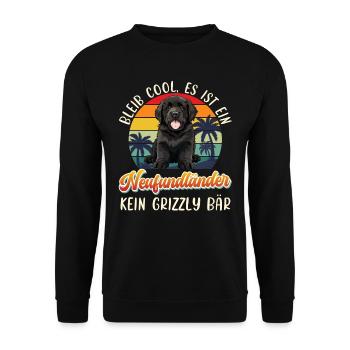 Neufundländer BLEIB COOL KEIN GRIZZLY BÄR Lustiges - Unisex Pullover - Schwarz - Vorne - Alina (178cm) & Michal (187cm)