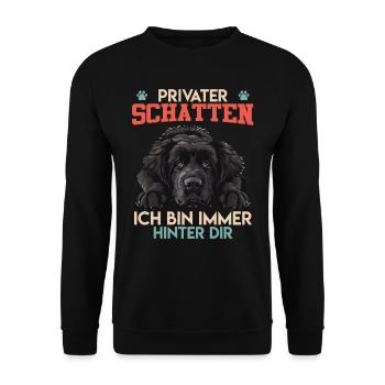 Newfie PRIVATER SCHATTEN BIN IMMER HINTER DIR - Unisex Pullover - Schwarz - Vorne - Alina (178cm) & Michal (187cm)