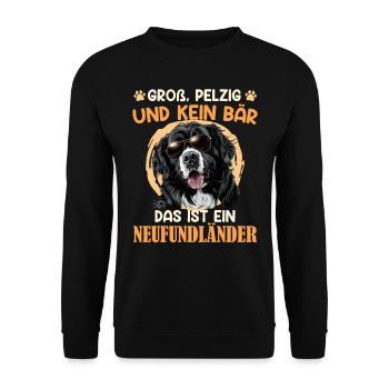 Neufundländer GROSS PELZIG UND KEIN BÄR Lustiges - Unisex Pullover - Schwarz - Vorne - Alina (178cm) & Michal (187cm)