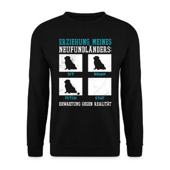 Hundetraining ERZIEHUNG MEINES NEUFUNDLÄNDERS - Unisex Pullover - Schwarz - Vorne - Alina (178cm) & Michal (187cm)