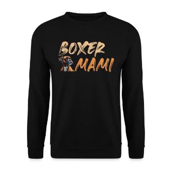 BOXER MAMI Deutscher Boxer Hund Besitzerin - Unisex Pullover - Schwarz - Vorne - Alina (178cm) & Michal (187cm)