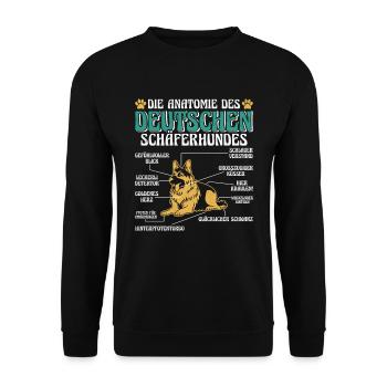 ANATOMIE DES DEUTSCHEN SCHÄFERHUNDES Lustiges - Unisex Pullover - Schwarz - Vorne - Alina (178cm) & Michal (187cm)
