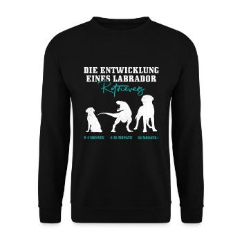 Labrador Hund DIE ENTWICKLUNG EINES LABRADORS - Unisex Pullover - Schwarz - Vorne - Alina (178cm) & Michal (187cm)