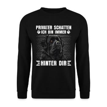 Newfie PRIVATER SCHATTEN BIN IMMER HINTER DIR - Unisex Pullover - Schwarz - Vorne - Alina (178cm) & Michal (187cm)