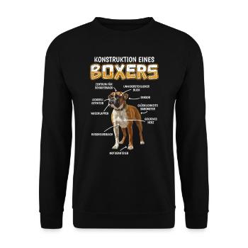Deutscher Boxer ANATOMIE EINES BOXERS Lustiges - Unisex Pullover - Schwarz - Vorne - Alina (178cm) & Michal (187cm)