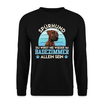 Ridgeback SPÜRHUND NIE WIEDER ALLEIN IM BADEZIMMER - Unisex Pullover - Schwarz - Vorne - Alina (178cm) & Michal (187cm)