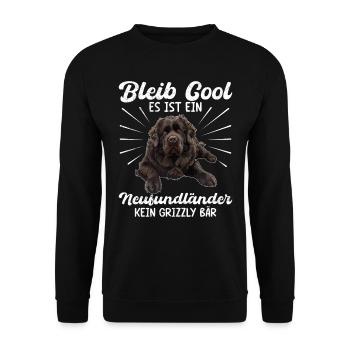 Neufundländer BLEIB COOL KEIN GRIZZLY BÄR NUR - Unisex Pullover - Schwarz - Vorne - Alina (178cm) & Michal (187cm)