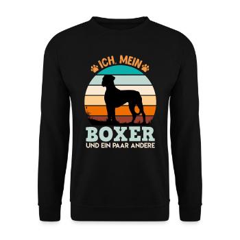 Deutscher Boxer ICH MEIN BOXER UND EIN PAAR ANDERE - Unisex Pullover - Schwarz - Vorne - Alina (178cm) & Michal (187cm)