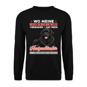 Neufundländer WO MEINE MENSCHENKENNTNISSE VERSAGEN - Unisex Pullover - Schwarz - Vorne - Alina (178cm) & Michal (187cm)