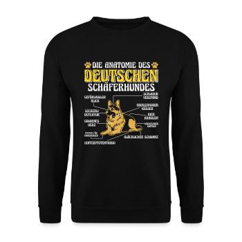 ANATOMIE DES DEUTSCHEN SCHÄFERHUNDES Lustiges - Unisex Pullover - Schwarz - Vorne - Alina (178cm) & Michal (187cm)