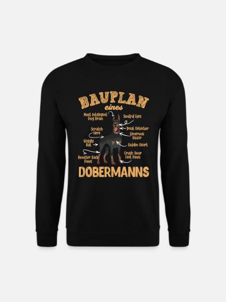 Dobermänner Hunde BAUPLAN OF A DOBERMAN Lustig - Unisex Pullover - Schwarz