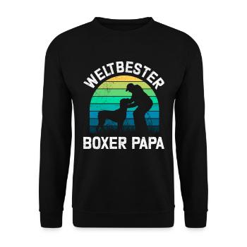 Deutscher Boxer WELTBESTER BOXER PAPA Boxer Fan - Unisex Pullover - Schwarz - Vorne - Alina (178cm) & Michal (187cm)