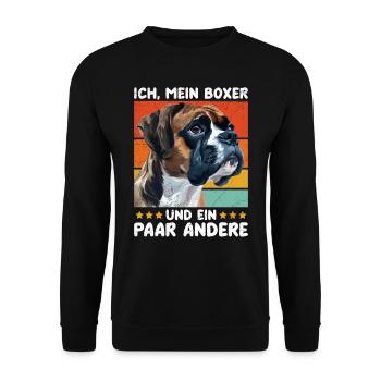 Deutscher Boxer ICH MEIN BOXER UND EIN PAAR ANDERE - Unisex Pullover - Schwarz - Vorne - Alina (178cm) & Michal (187cm)