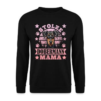 Dobermänner STOLZE DOBERMANN MAMA Hundemama - Unisex Pullover - Schwarz - Vorne - Alina (178cm) & Michal (187cm)