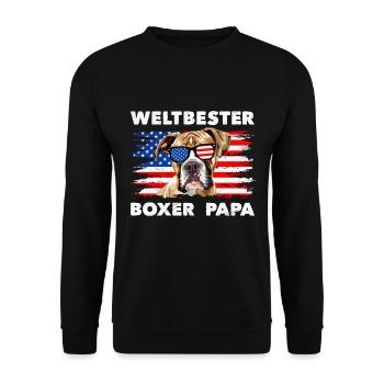 Deutscher Boxer WELTBESTER BOXER PAPA Boxer Fan - Unisex Pullover - Schwarz - Vorne - Alina (178cm) & Michal (187cm)