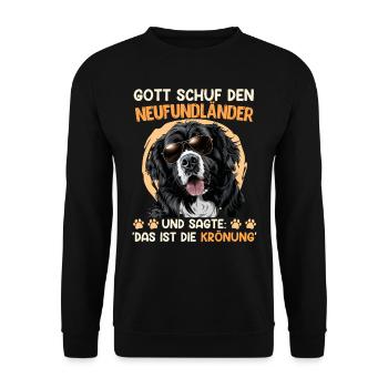 Gott schuf den Neufundländer Hund - Unisex Pullover - Schwarz - Vorne - Alina (178cm) & Michal (187cm)