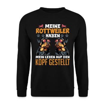 Rottie Besitzer MEINE ROTTWEILER HABEN MEIN LEBEN - Unisex Pullover - Schwarz - Vorne - Alina (178cm) & Michal (187cm)