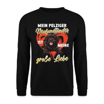 Neufundländer MEIN PELZIGER NEUFUNDLÄNDER LIEBE - Unisex Pullover - Schwarz - Vorne - Alina (178cm) & Michal (187cm)