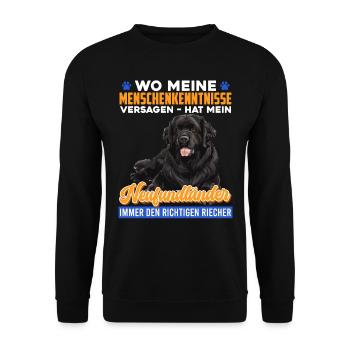 Neufundländer WO MEINE MENSCHENKENNTNISSE VERSAGEN - Unisex Pullover - Schwarz - Vorne - Alina (178cm) & Michal (187cm)