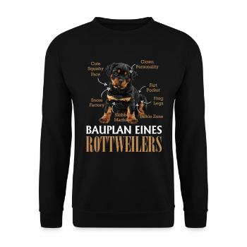 Rottie Besitzer BAUPLAN EINES ROTTWEILERS Lustiges - Unisex Pullover - Schwarz - Vorne - Alina (178cm) & Michal (187cm)
