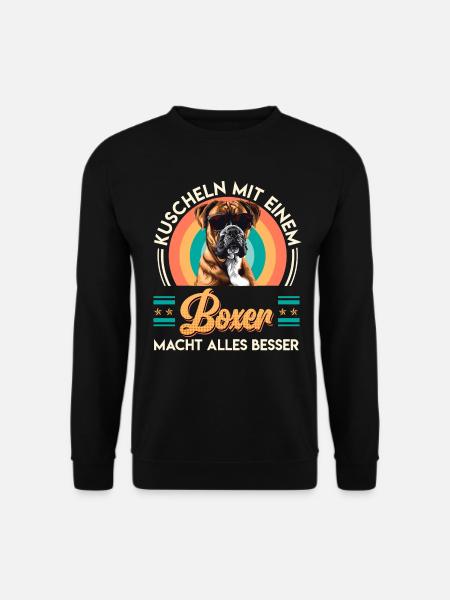 Deutscher Boxer KUSCHELN MIT EINEM BOXER BESSER - Unisex Pullover - Schwarz