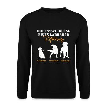Labrador Hund DIE ENTWICKLUNG EINES LABRADORS - Unisex Pullover - Schwarz - Vorne - Alina (178cm) & Michal (187cm)