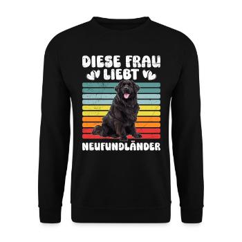 Newfie DIESE FRAU LIEBT NEUFUNDLÄNDER Lustiges - Unisex Pullover - Schwarz - Vorne - Alina (178cm) & Michal (187cm)