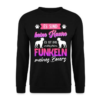 Boxer Hund KEINE HAARE FUNKELN MEINES BOXERS - Unisex Pullover - Schwarz - Vorne - Alina (178cm) & Michal (187cm)