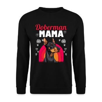 DOBERMAN MAMA Dobermänner Besitzerin Dobie - Unisex Pullover - Schwarz - Vorne - Alina (178cm) & Michal (187cm)