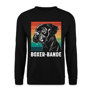 Deutscher Boxer Hundepapa BOXER-BANDE Lustiges - Unisex Pullover - Schwarz - Vorne - Alina (178cm) & Michal (187cm)