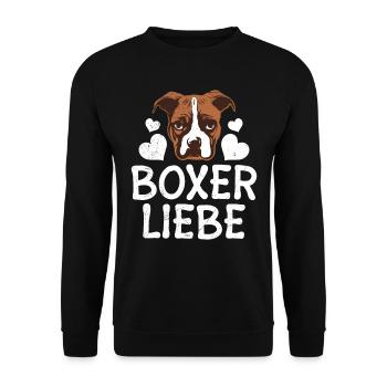 Deutscher Boxer Hund BOXER LOVE Hundebesitzerin - Unisex Pullover - Schwarz - Vorne - Alina (178cm) & Michal (187cm)