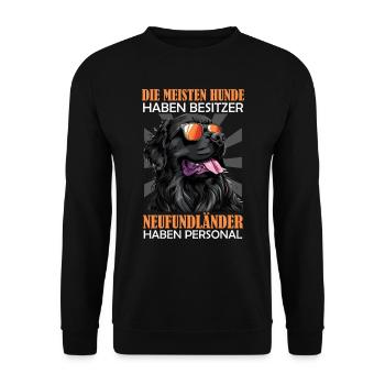 Newfie DIE MEISTEN HUNDE HABEN BESITZER - Unisex Pullover - Schwarz - Vorne - Alina (178cm) & Michal (187cm)