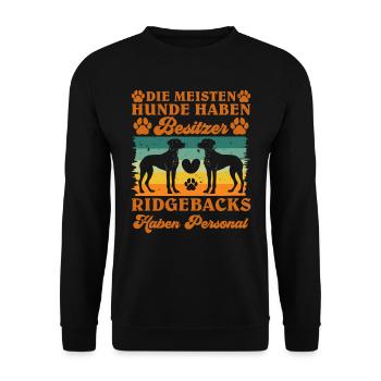 Rhodesian Ridgeback MEISTEN HUNDE HABEN BESITZER - Unisex Pullover - Schwarz - Vorne - Alina (178cm) & Michal (187cm)