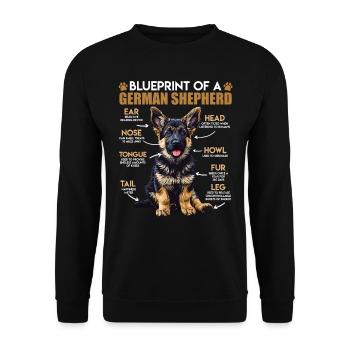 German Shepherd BLUEPRINT OF A GERMAN SHEPHERD Funny - Unisex Sweatshirt - black - Front - Alina (178cm) & Michal (187cm)
