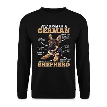 Anatomie des Deutschen Schäferhundes Lustiges - Unisex Pullover - Schwarz - Vorne - Alina (178cm) & Michal (187cm)