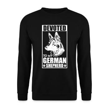 Schäferhund DEVOTED TO MY GERMAN SHEPHERD - Unisex Sweatshirt - black - Front - Alina (178cm) & Michal (187cm)