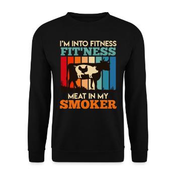 Griller J’AIME LA VIANDE DE FITNESS DANS MON FUMOIR Drôle - Sweat-shirt Unisexe - noir - Devant - Alina (178cm) & Michal (187cm)