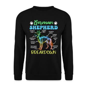 German Shepherd BREAKDOWN Funny German Shepherd - Unisex Sweatshirt - black - Front - Alina (178cm) & Michal (187cm)