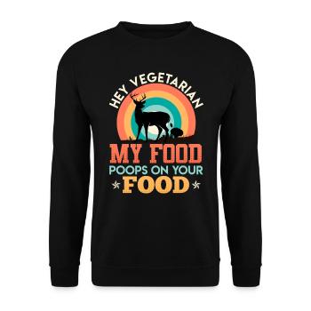 Anti Vegan MY FOOD CACA SUR VOTRE NOURRITURE Fan de viande - Sweat-shirt Unisexe - noir - Devant - Alina (178cm) & Michal (187cm)
