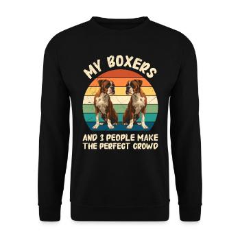 Chien boxer MON BOXER ET 3 PERSONNES Drôle - Sweat-shirt Unisexe - noir - Devant - Alina (178cm) & Michal (187cm)