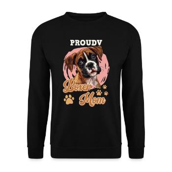 German Boxer PROUD BOXER MOM Boxer Owner - Unisex Sweatshirt - black - Front - Alina (178cm) & Michal (187cm)