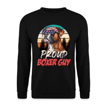 Deutscher Boxer PROUD BOXER GUY Cooles Boxer - Unisex Pullover - Schwarz - Vorne - Alina (178cm) & Michal (187cm)