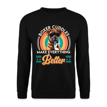 Boxer allemand SE BLOTTIR AVEC UN BOXER MIEUX - Sweat-shirt Unisexe - noir - Devant - Alina (178cm) & Michal (187cm)