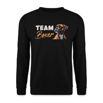 German Boxer BOXER TEAM Dog Owner Boxer - Unisex Sweatshirt - black - Front - Alina (178cm) & Michal (187cm)